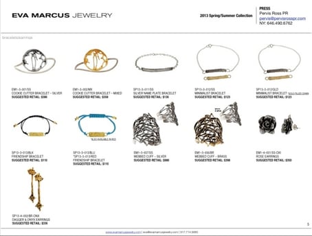 jewelry line sheet example jewelry line sheet example