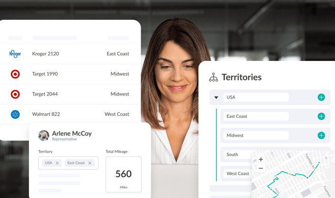 Woman in office using Repsly Before Sm