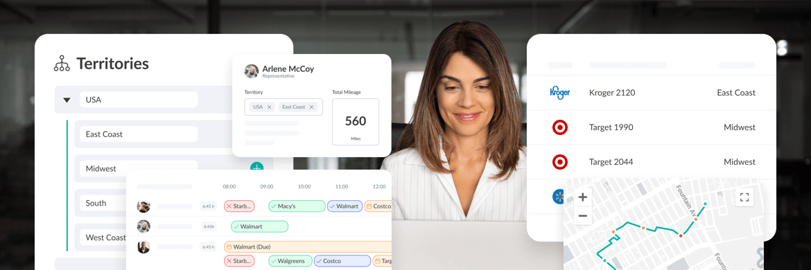 Woman in office using Repsly Before